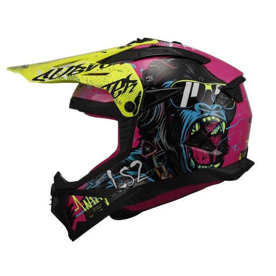 Ls2 Fast 2 Gori̇lla Mor Neon Sarı Kask
