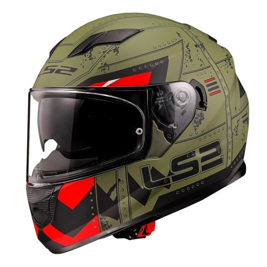 Ls2 Stream Evo Max Mat Military Yeşil Kırmızı Kask