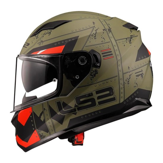 Ls2 Stream Evo Max Mat Military Yeşil Kırmızı Kask