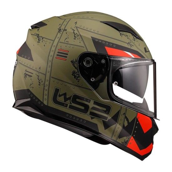Ls2 Stream Evo Max Mat Military Yeşil Kırmızı Kask