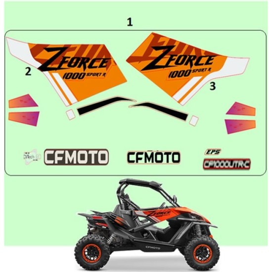 Cf Moto Zforce 1000cc Utv Eti̇ket Seti̇ Turuncu Utrc